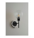 Placid Switched Wall Light 1 Light E14 15cm Round Glass Shade Satin Nickel Clear & Satin Black-7