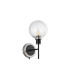 Placid Switched Wall Light 1 Light E14 15cm Round Crackled Glass Shade Satin Nickel Clear & Satin Black-4
