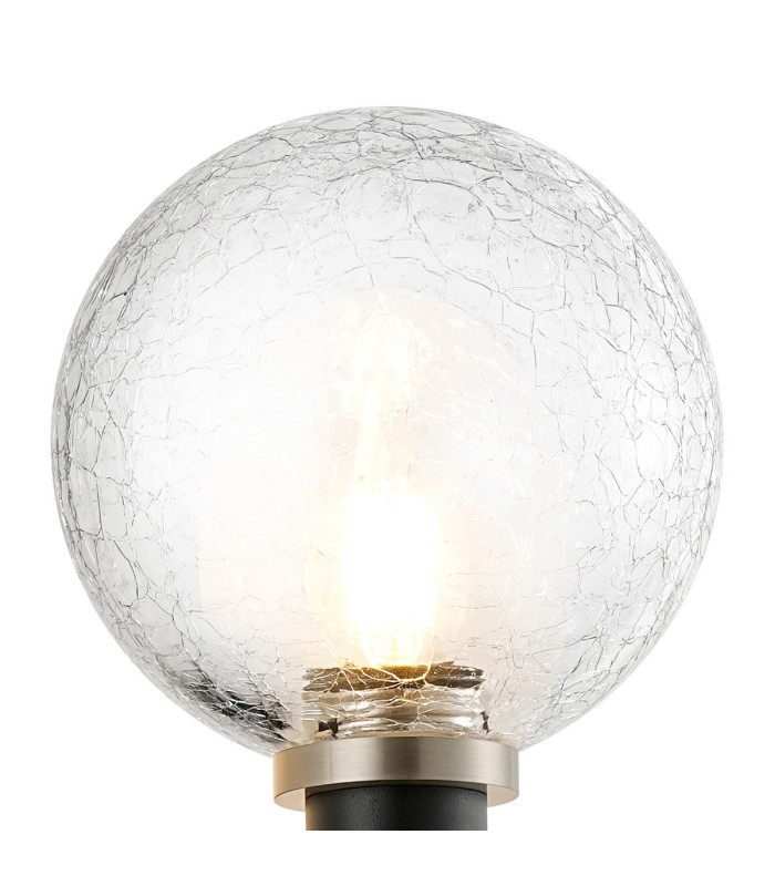 Placid Switched Wall Light 1 Light E14 15cm Round Crackled Glass Shade Satin Nickel Clear & Satin Black-6
