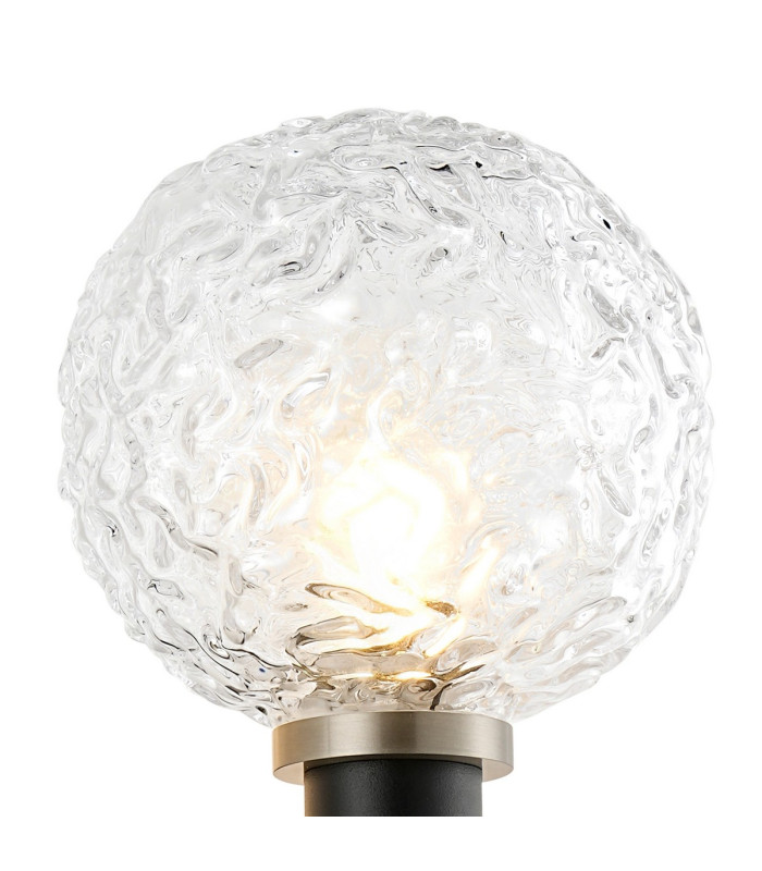 Placid Switched Wall Light 1 Light E14 15cm Round Textured Crumple Glass Shade Satin Nickel Clear & Satin Black-6