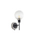Placid Switched Wall Light 1 Light E14 15cm Round Textured Diamond Pattern Glass Shade Satin Nickel Clear & Satin Black-4
