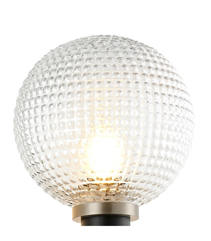 Placid Switched Wall Light 1 Light E14 15cm Round Textured Diamond Pattern Glass Shade Satin Nickel Clear & Satin Black-6