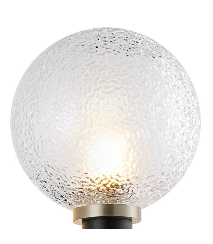 Placid Switched Wall Light 1 Light E14 15cm Round Dimpled Glass Shade Satin Nickel Clear & Satin Black-6