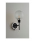 Placid Switched Wall Light 1 Light E14 15cm Round Dimpled Glass Shade Satin Nickel Clear & Satin Black-7