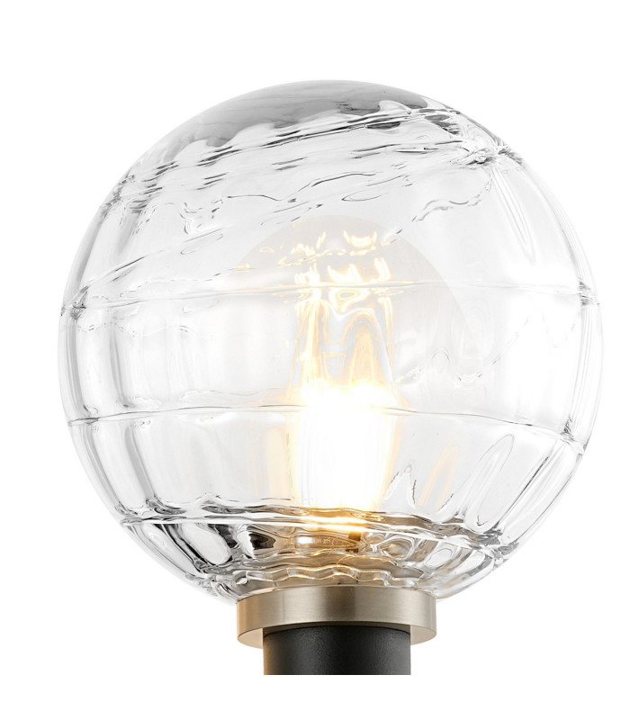 Placid Switched Wall Light 1 Light E14 15cm Round Textured Melting Glass Shade Satin Nickel Clear & Satin Black-6