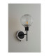 Placid Switched Wall Light 1 Light E14 15cm Round Textured Melting Glass Shade Satin Nickel Clear & Satin Black-7