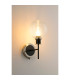 Placid Switched Wall Light 1 Light E14 15cm Round Ribbed Glass Shade Satin Nickel Clear & Satin Black-3