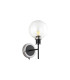 Placid Switched Wall Light 1 Light E14 15cm Round Ribbed Glass Shade Satin Nickel Clear & Satin Black-4
