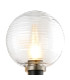 Placid Switched Wall Light 1 Light E14 15cm Round Ribbed Glass Shade Satin Nickel Clear & Satin Black-6