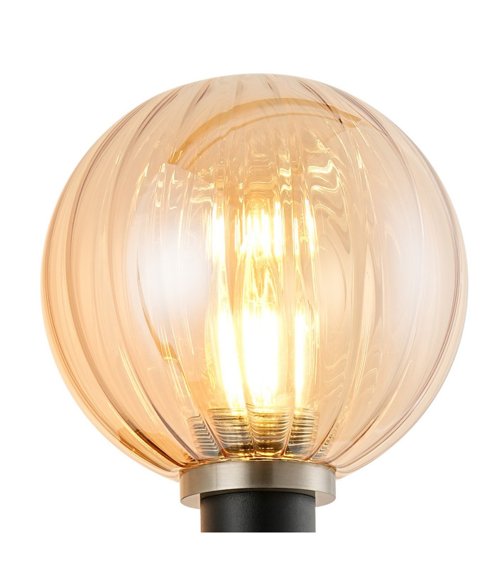 Placid Switched Wall Light 1 Light E14 15cm Round Segment Glass Shade Satin Nickel Amber Plated & Satin Black-6