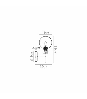 Placid Switched Wall Light 1 Light E14 15cm Round Segment Glass Shade Satin Nickel Clear & Satin Black-2