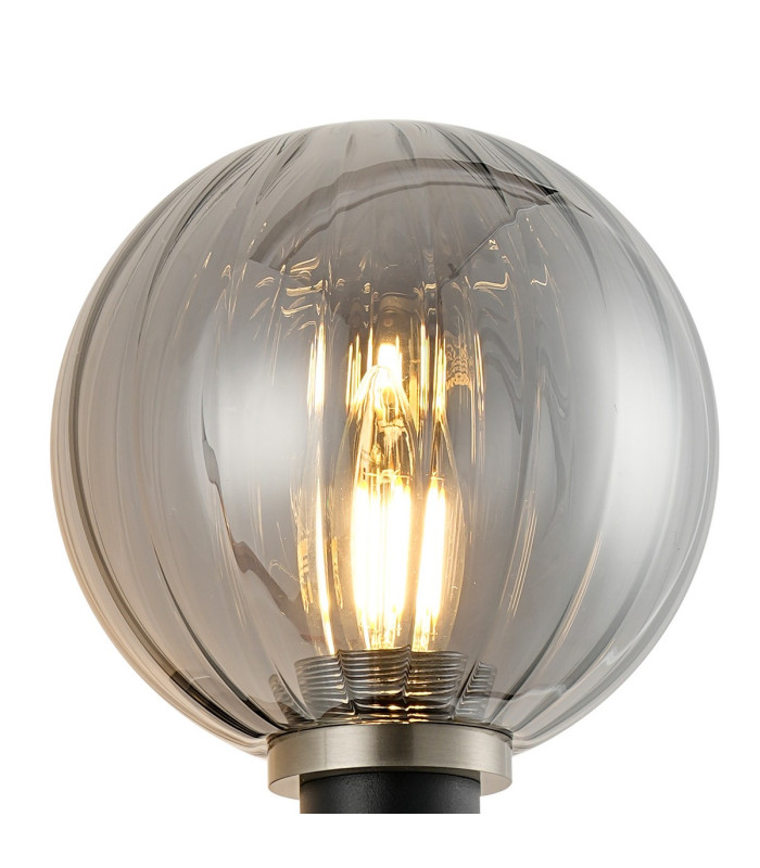Placid Switched Wall Light 1 Light E14 15cm Round Segment Glass Shade Satin Nickel Smoke Plated & Satin Black-6