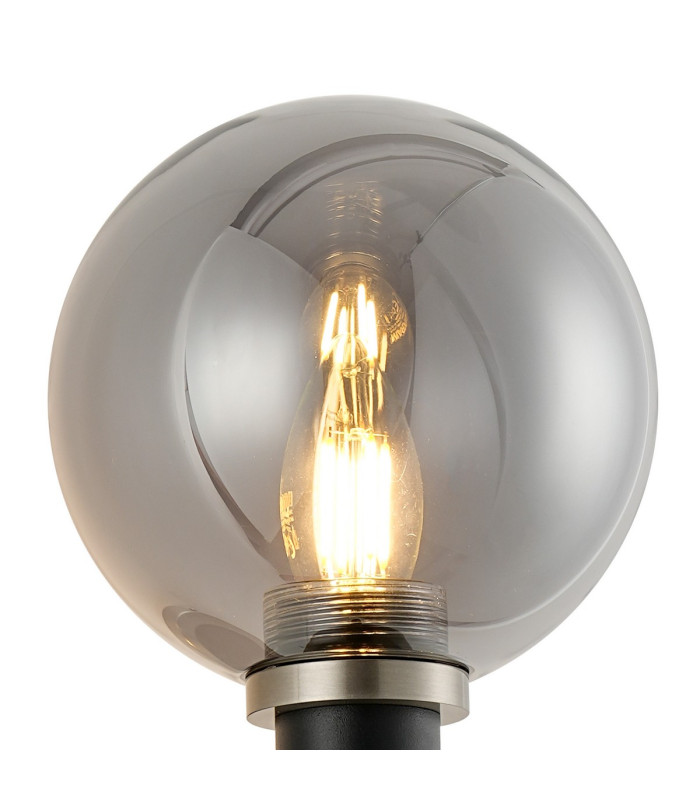Placid Switched Wall Light 1 Light E14 15cm Round Glass Shade Satin Nickel Smoke Plated & Satin Black-6
