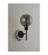 Placid Switched Wall Light 1 Light E14 15cm Round Glass Shade Satin Nickel Smoke Plated & Satin Black-7