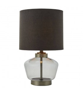 1 Light Table Light Smokey Grey Tinted Glass & Aged Pewter, E27 - 1