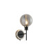 Placid Switched Wall Light E14 15cm Round Textured Smooth/Ribbed Glass Shade Satin Nickel Smoke Plated & Satin Black-1
