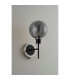 Placid Switched Wall Light E14 15cm Round Textured Smooth/Ribbed Glass Shade Satin Nickel Smoke Plated & Satin Black-7