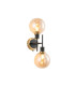 Placid Switched Wall Light 2 Light E14 15cm Round Glass Shade Brass Amber Plated & Satin Black-1