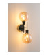 Placid Switched Wall Light 2 Light E14 15cm Round Glass Shade Brass Amber Plated & Satin Black-3