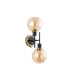 Placid Switched Wall Light 2 Light E14 15cm Round Glass Shade Brass Amber Plated & Satin Black-4