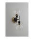 Placid Switched Wall Light 2 Light E14 15cm Round Glass Shade Brass Clear & Satin Black-7