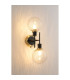 Placid Switched Wall Light 2 Light E14 15cm Round Crackled Glass Shade Brass Clear & Satin Black-3