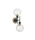 Placid Switched Wall Light 2 Light E14 15cm Round Crackled Glass Shade Brass Clear & Satin Black-4