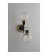 Placid Switched Wall Light 2 Light E14 15cm Round Crackled Glass Shade Brass Clear & Satin Black-7