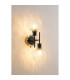 Placid Switched Wall Light 2 Light E14 15cm Round Textured Crumple Glass Shade Brass Clear & Satin Black-3