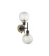 Placid Switched Wall Light 2 Light E14 15cm Round Textured Crumple Glass Shade Brass Clear & Satin Black-4