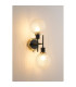 Placid Switched Wall Light 2 Light E14 15cm Round Textured Diamond Pattern Glass Shade Brass Clear & Satin Black-3