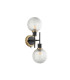 Placid Switched Wall Light 2 Light E14 15cm Round Textured Diamond Pattern Glass Shade Brass Clear & Satin Black-4