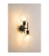 Placid Switched Wall Light 2 Light E14 15cm Round Dimpled Glass Shade Brass Clear & Satin Black-3