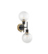 Placid Switched Wall Light 2 Light E14 15cm Round Dimpled Glass Shade Brass Clear & Satin Black-4