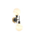 Placid Switched Wall Light 2 Light E14 15cm Round White & Grey Marble Effect Glass Shade Brass & Satin Black Framework-1