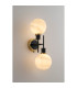Placid Switched Wall Light 2 Light E14 15cm Round White & Grey Marble Effect Glass Shade Brass & Satin Black Framework-3