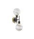Placid Switched Wall Light 2 Light E14 15cm Round White & Grey Marble Effect Glass Shade Brass & Satin Black Framework-4
