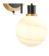 Placid Switched Wall Light 2 Light E14 15cm Round White & Grey Marble Effect Glass Shade Brass & Satin Black Framework-7