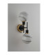 Placid Switched Wall Light 2 Light E14 15cm Round White & Grey Marble Effect Glass Shade Brass & Satin Black Framework-9