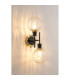 Placid Switched Wall Light 2 Light E14 15cm Round Textured Melting Glass Shade Brass Clear & Satin Black-3