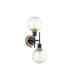 Placid Switched Wall Light 2 Light E14 15cm Round Textured Melting Glass Shade Brass Clear & Satin Black-4