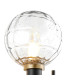 Placid Switched Wall Light 2 Light E14 15cm Round Textured Melting Glass Shade Brass Clear & Satin Black-6