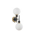 Placid Switched Wall Light 2 Light E14 15cm Round Glass Shade Brass Opal & Satin Black-4