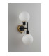 Placid Switched Wall Light 2 Light E14 15cm Round Glass Shade Brass Opal & Satin Black-7