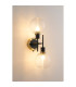 Placid Switched Wall Light 2 Light E14 15cm Round Ribbed Glass Shade Brass Clear & Satin Black-3