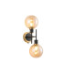 Placid Switched Wall Light 2 Light E14 15cm Round Segment Glass Shade Brass Amber Plated & Satin Black-1