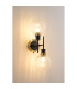 Placid Switched Wall Light 2 Light E14 15cm Round Segment Glass Shade Brass Clear & Satin Black-3