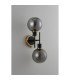 Placid Switched Wall Light 2 Light E14 15cm Round Segment Glass Shade Brass Smoke Plated & Satin Black-7