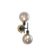 Placid Switched Wall Light 2 Light E14 15cm Round Glass Shade Brass Smoke Plated & Satin Black-1