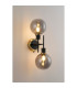 Placid Switched Wall Light 2 Light E14 15cm Round Glass Shade Brass Smoke Plated & Satin Black-3